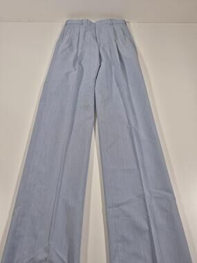 VTG John Alexander Dress Pants Mens 36x36 Blue Striped Pleated NWT FLAW USA